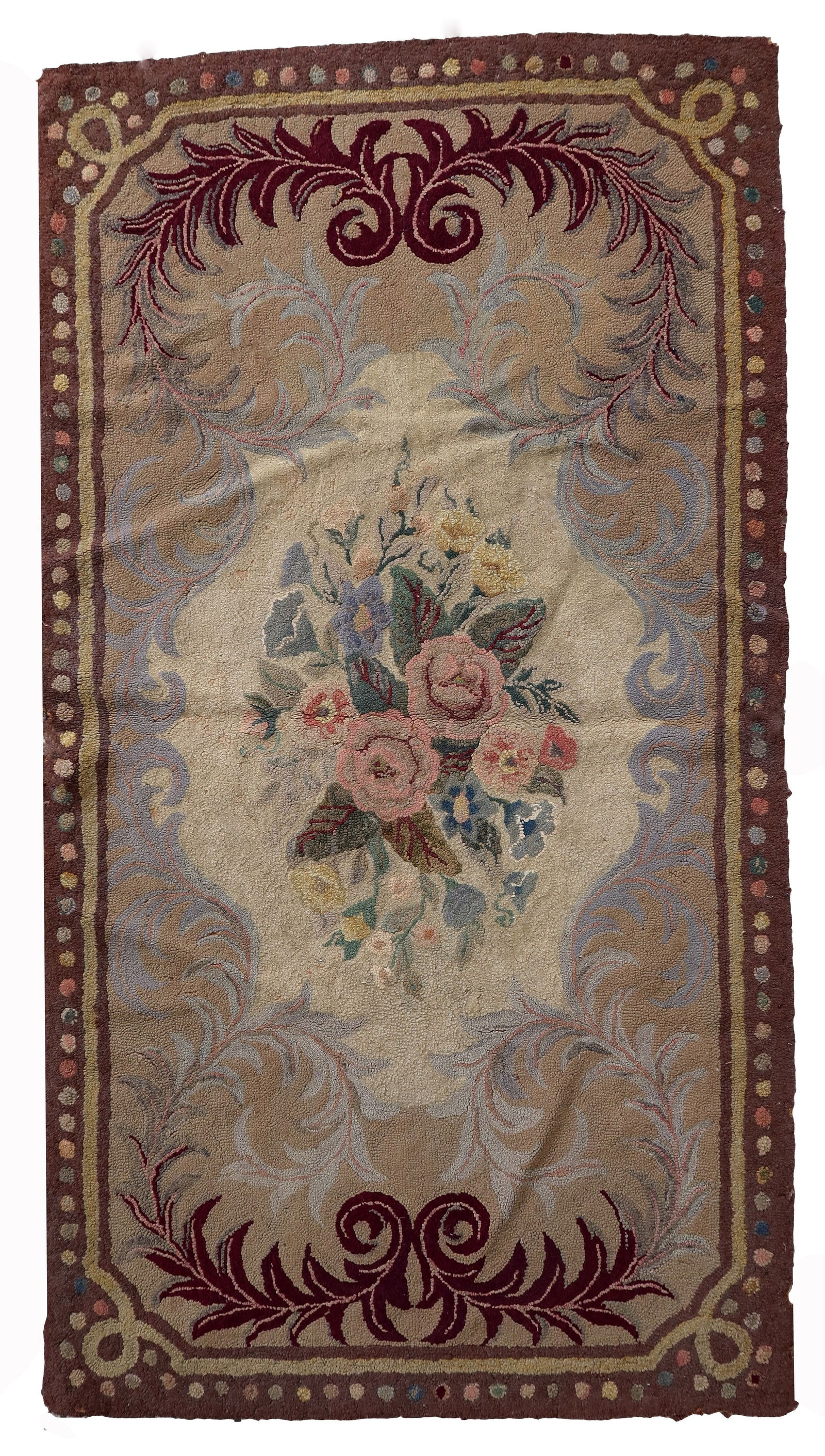 Handmade antique American Hooked rug 2.7' x 5' (84cm x 154cm) 1880s (1 of 11)