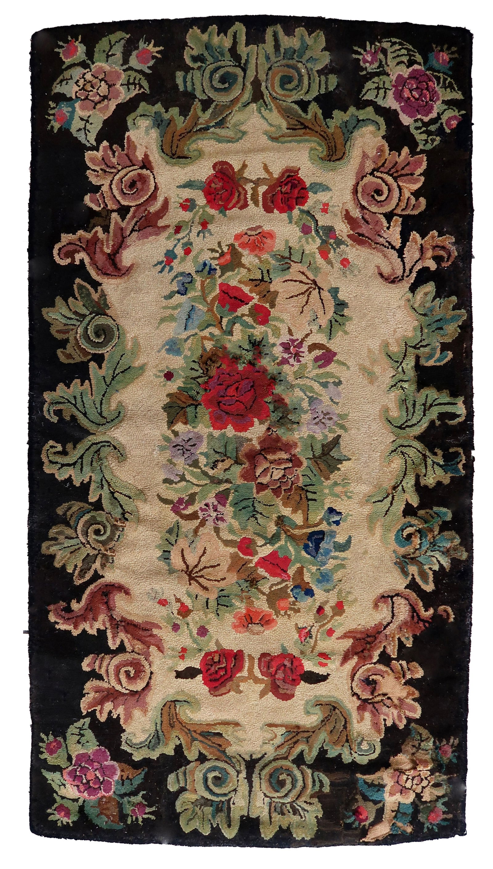 Handmade antique American Hooked rug 3' x 5.7' (92cm x 174cm) 1880s (1 of 10)