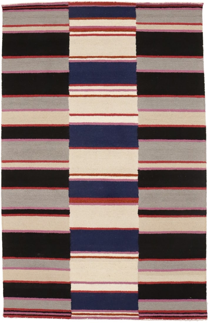 Multicolored Stripes 5X8 Hand-Tufted Modern Rug: Title: Multicolored Stripes 5X8 Hand-Tufted Modern RugDescription:Living Room Decor Multicolored Stripes 5X8 Hand-Tufted Modern Rug Floor CarpetDate/Period: Materials:WoolDimension:5'0 X 8'0 Ft 