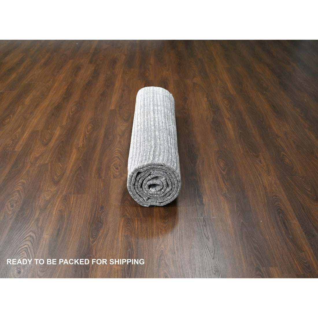 Black and Ivory Modern Textured Design Hand Loomed Wool and Silk Rug - 9