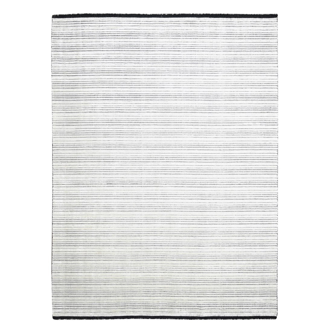Black and Ivory Modern Textured Design Hand Loomed Wool and Silk Rug: Title: Black and Ivory Modern Textured Design Hand Loomed Wool and Silk RugDescription: This is a truly genuine one-of-a-kind. It has been Knotted for months and months in the centuries-old weaving