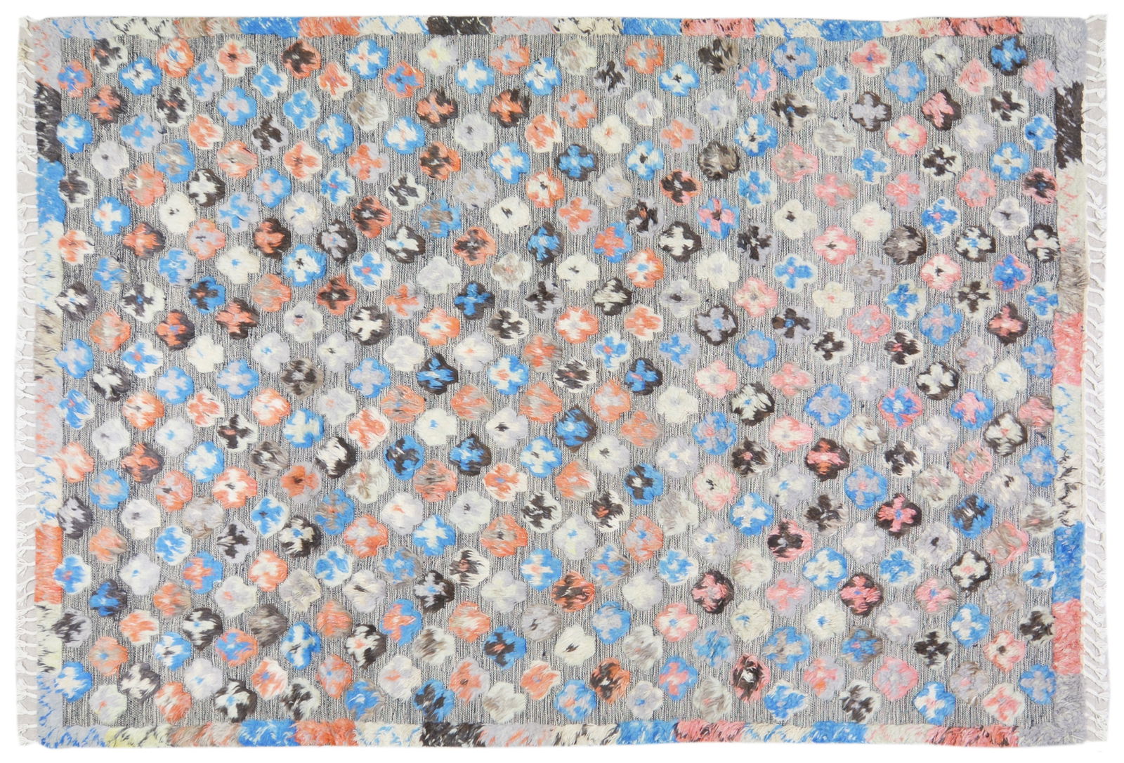 MOROCCAN HAND KNOTTED WOOL RUG: Title: MOROCCAN HAND KNOTTED WOOL RUGSize: 7X10Age: NEWOrigin: MOROCCANStyle: MODERNMaterial: WOOLCare: PROFESSIONALStructure: HAND KNOTTEDDesign: MOROCCAN Reserve: $840.00 Shipping:Domestic: