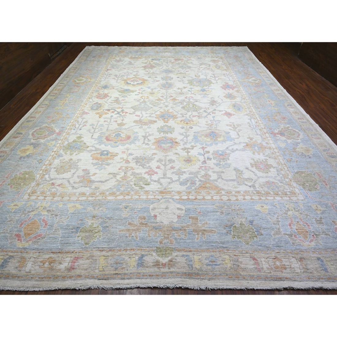 Ivory Afghan Angora Oushak Hand Knotted Wool Oversized Rug - 2