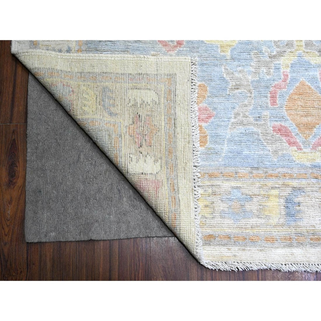 Ivory Afghan Angora Oushak Hand Knotted Wool Oversized Rug - 4