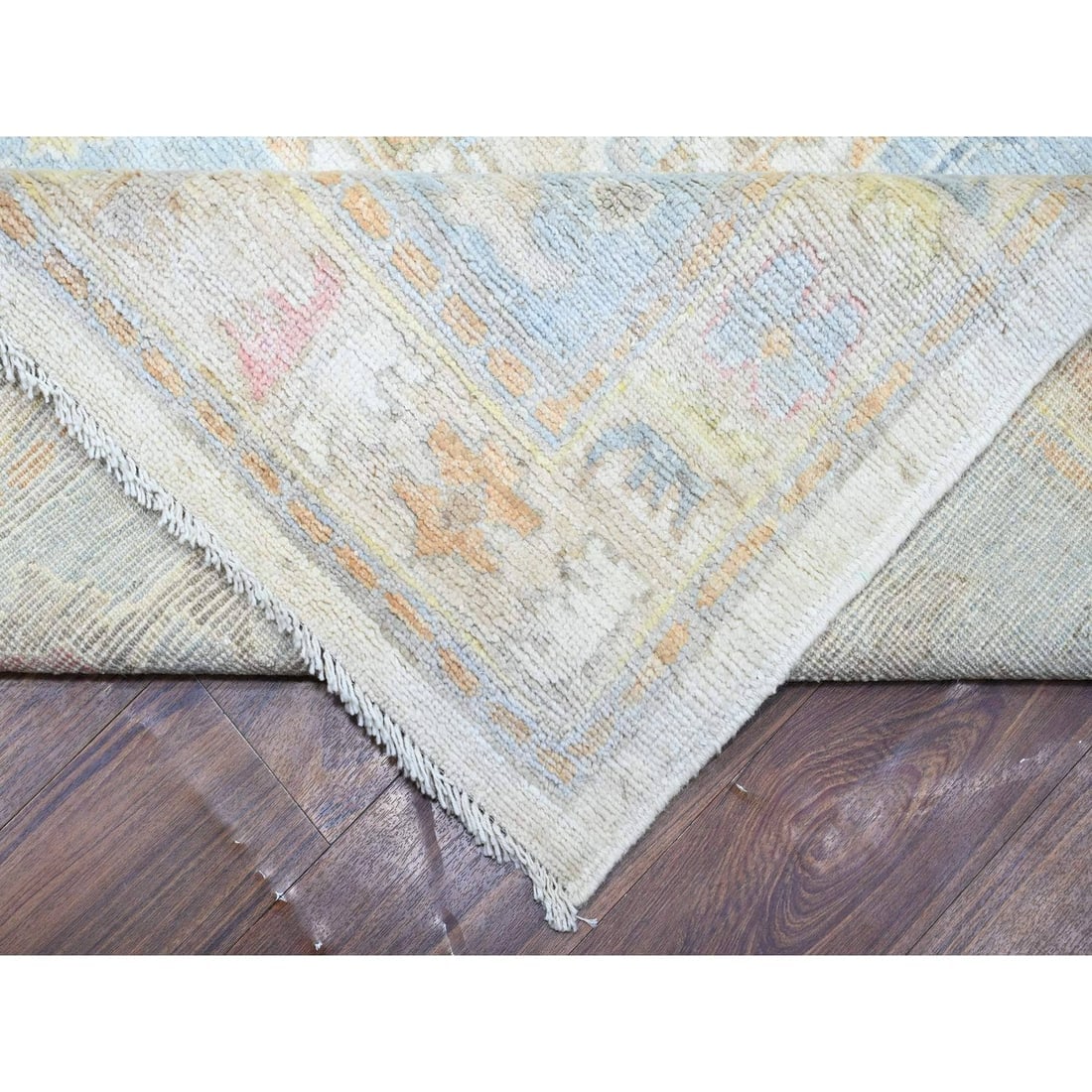 Ivory Afghan Angora Oushak Hand Knotted Wool Oversized Rug - 6