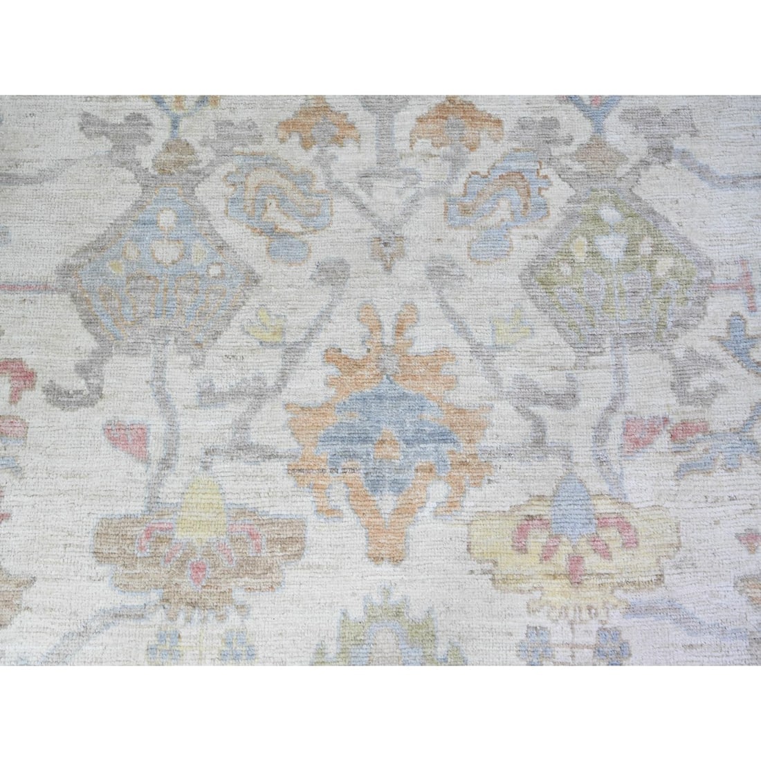 Ivory Afghan Angora Oushak Hand Knotted Wool Oversized Rug - 8