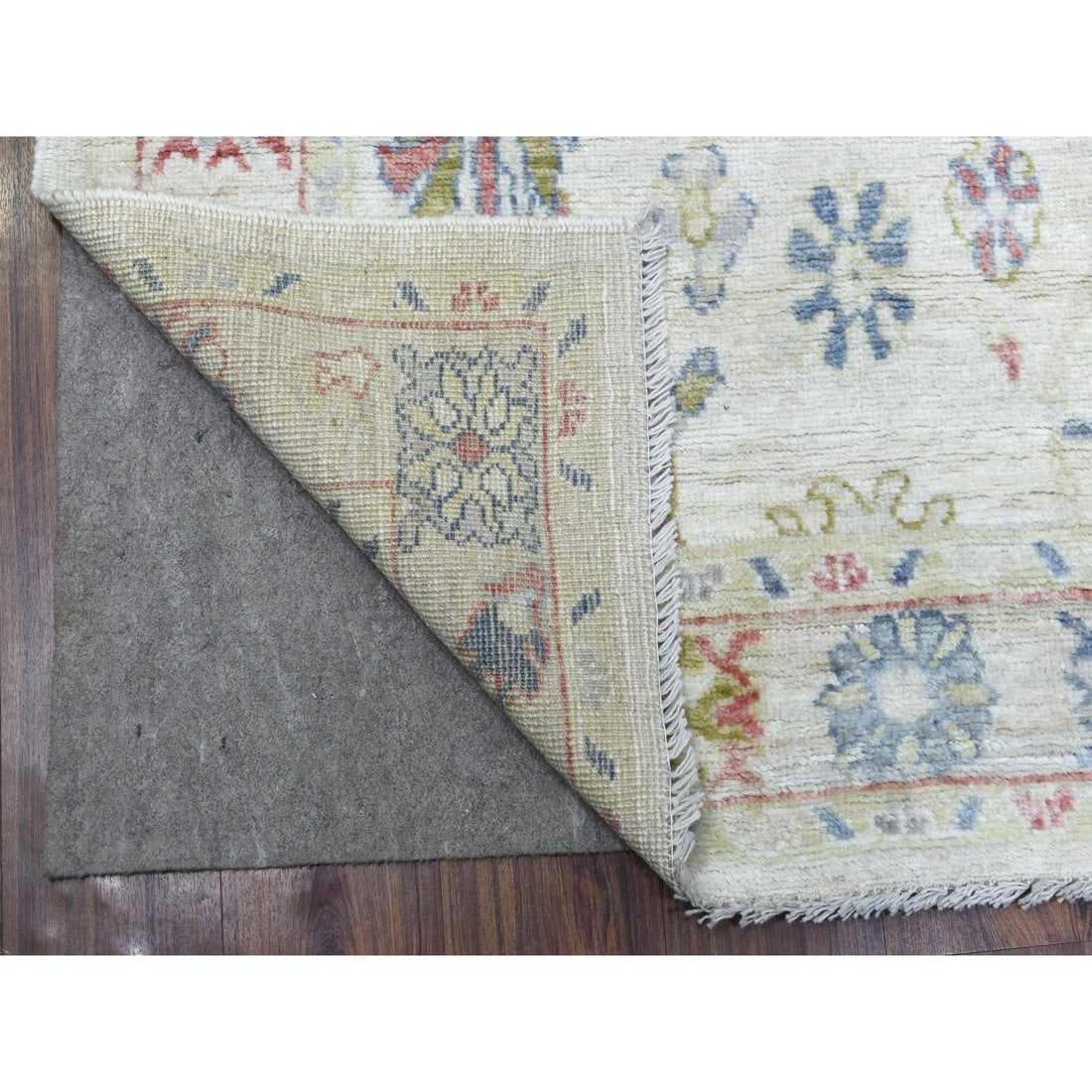 Organic Wool Hand Knotted Ivory Angora Ushak Oriental Rug - 2