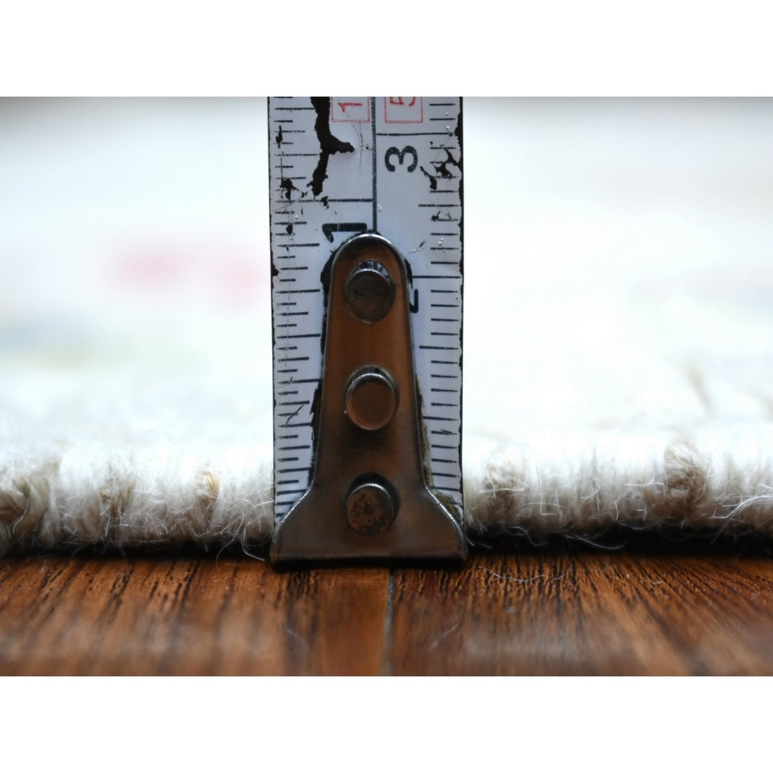 Organic Wool Hand Knotted Ivory Angora Ushak Oriental Rug - 5