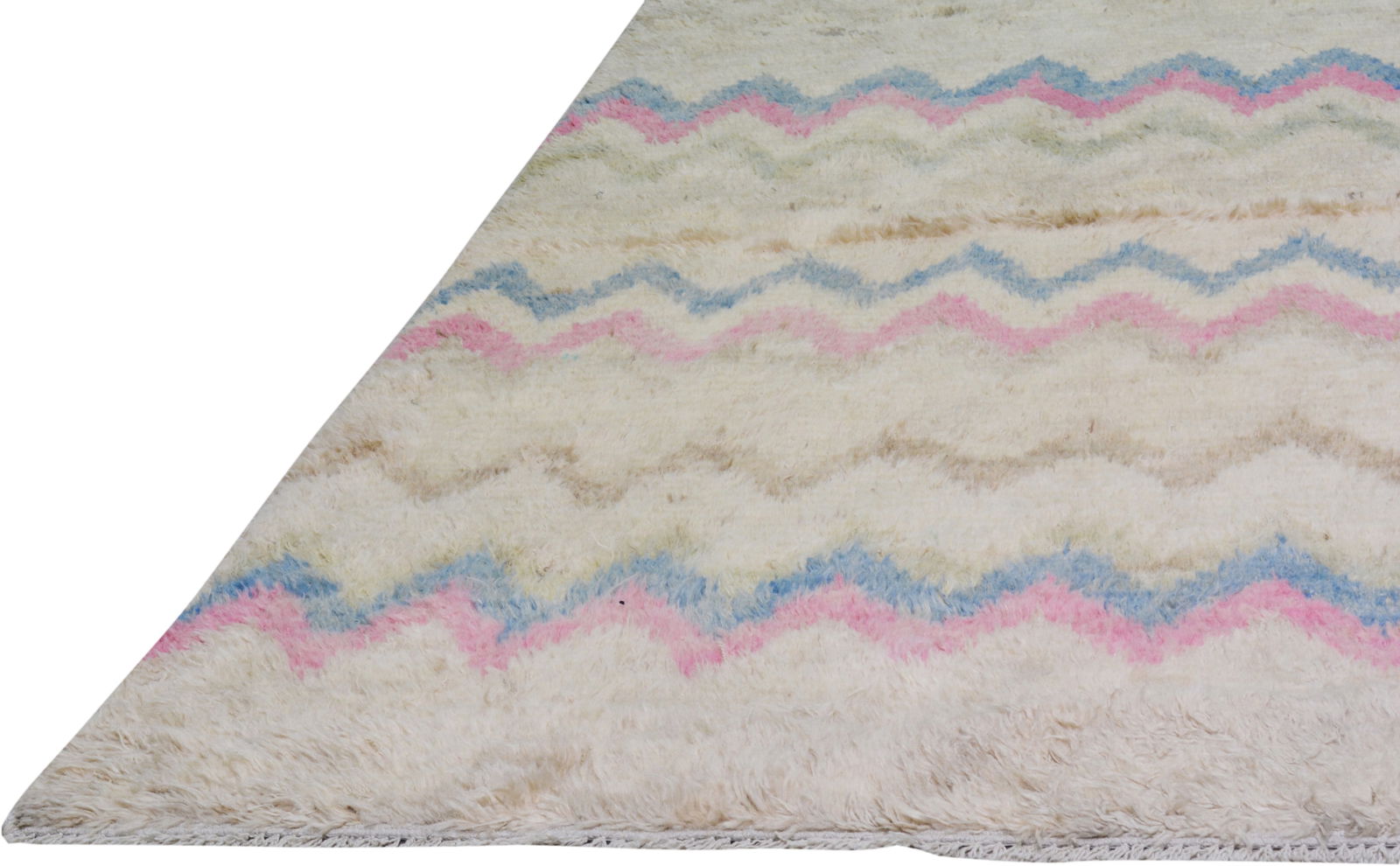 MOROCCAN HAND KNOTTED WOOL RUG - 5