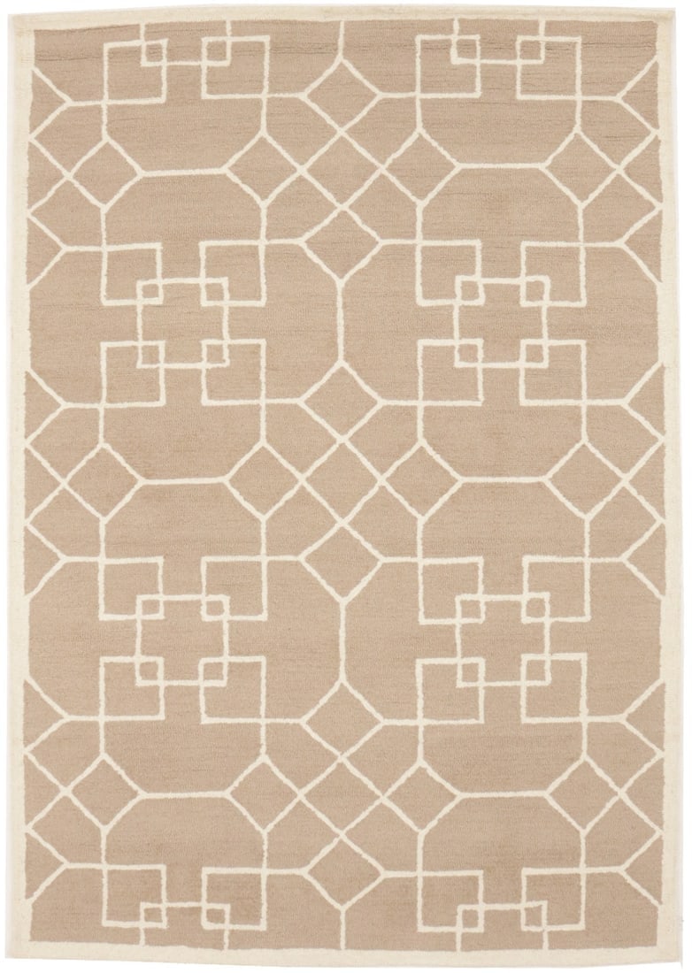 Khaki Geometric 5X8 Hand-Tufted Modern Rug: Title: Khaki Geometric 5X8 Hand-Tufted Modern RugDescription:Rare Geometric Design Foyer Decor 5X8 Hand-Tufted Modern Rug Wool Room CarpetDate/Period: Materials:WoolDimension:5'0 X 8'0 Ft Reserve: