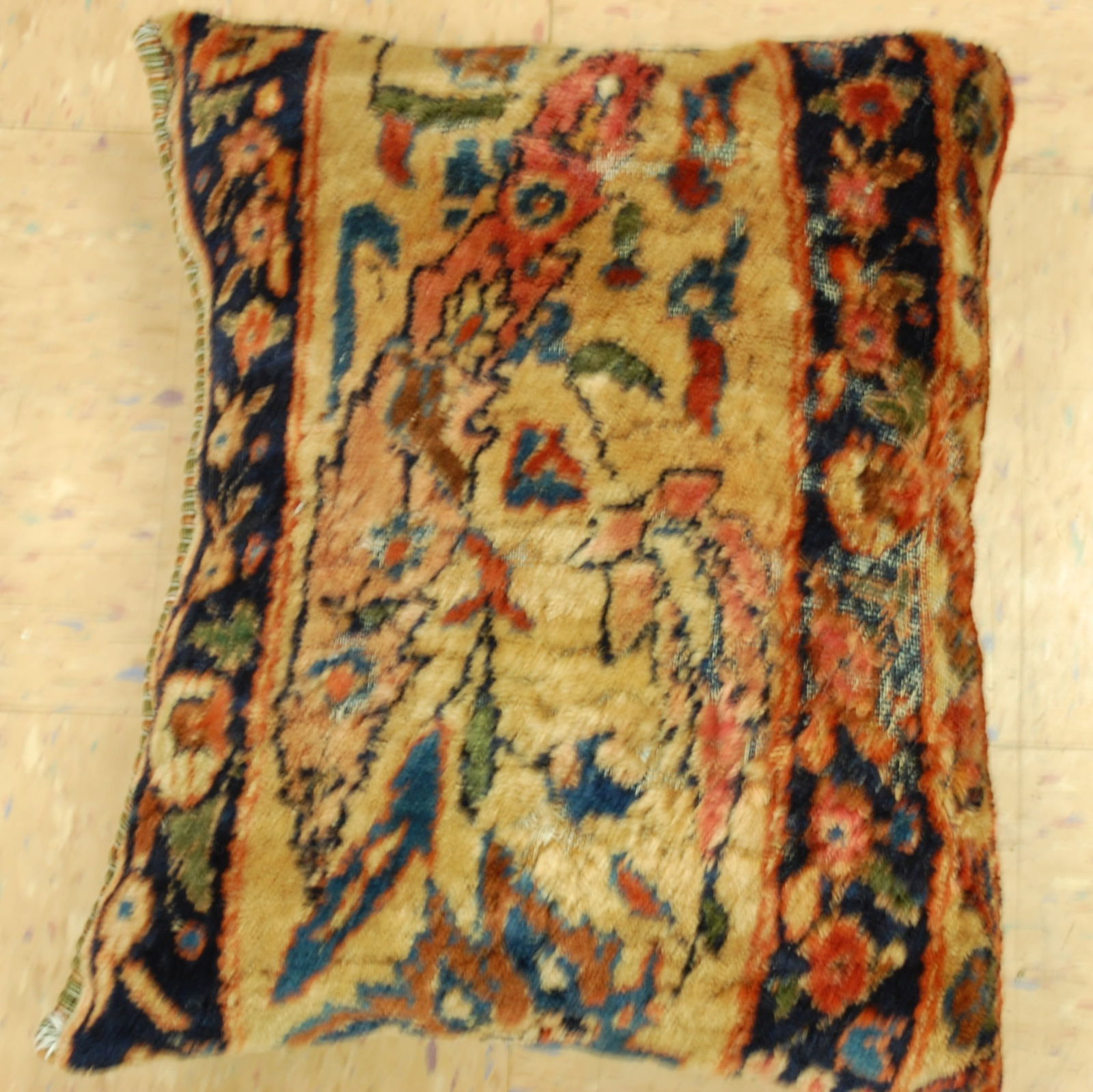 Hand-Made antique rug Pillow Cushion Rug 1'2" x 1' 8" - 5