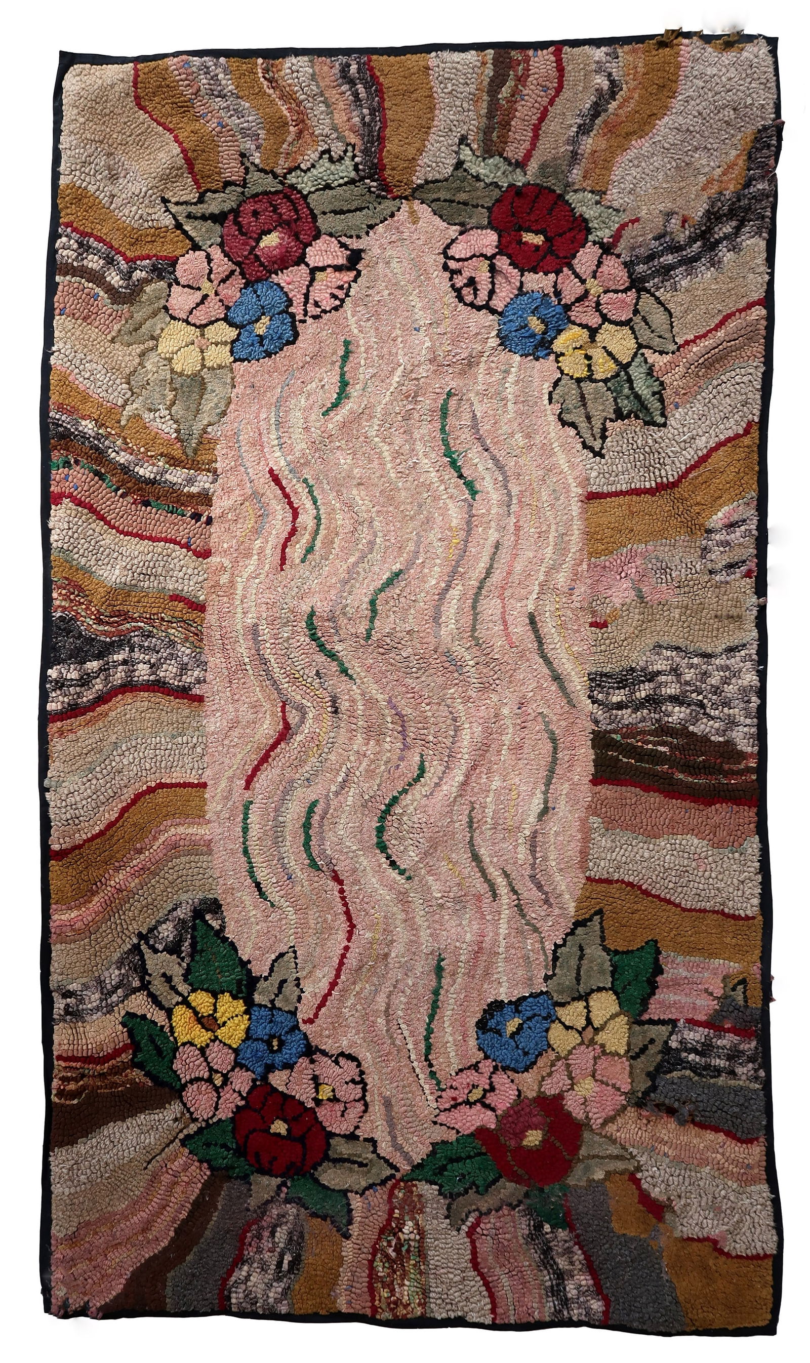 Handmade antique American Hooked rug 3.2' x 5.7' (100cm x 174cm) 1880s: Title:Handmade antique American Hooked rug 3.2' x 5.7' (100cm x 174cm) 1880sOrigin:USADimension:3.2' x 5.7' (100cm x 174cm)Materials:woolYear:1880sDescription:Handmade antique American Hooked rug in