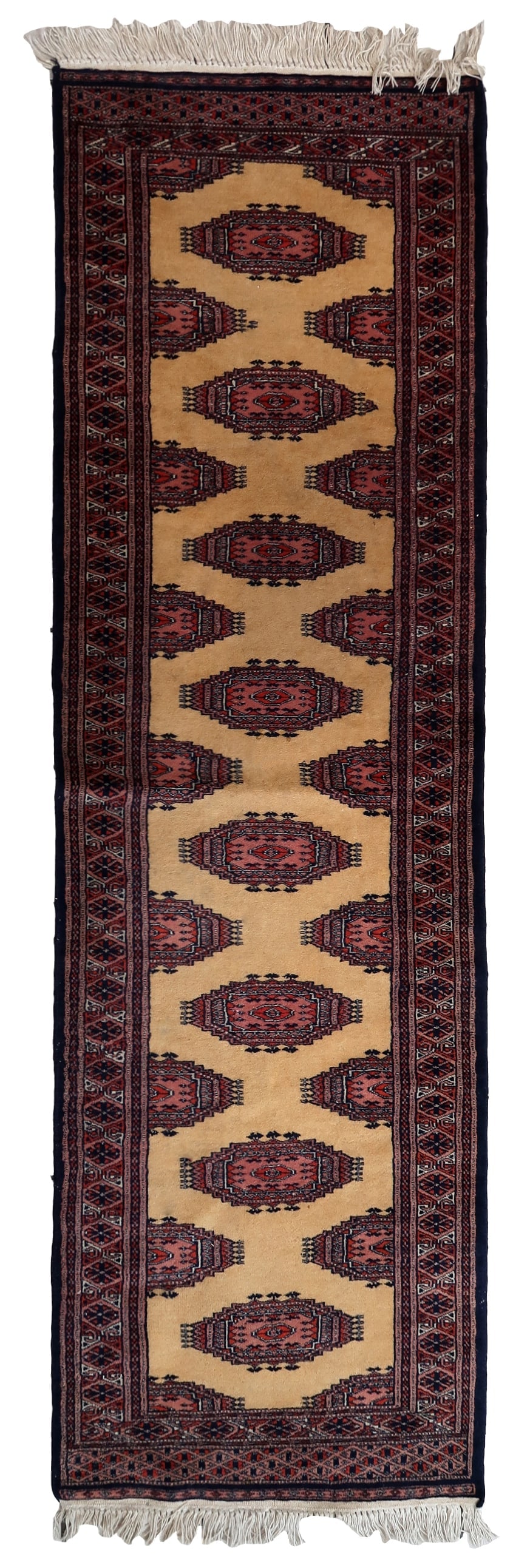 Handmade vintage Uzbek Bukhara runner 2.1' x 6.8' (65cm x 209cm) 1970s (1 of 10)