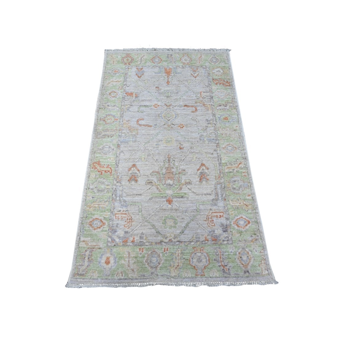 Platinum Gray Natural Dyes Afghan Angora Oushak Oriental Rug: Title: Platinum Gray Natural Dyes Afghan Angora Oushak Oriental RugDescription: This is a truly genuine one-of-a-kind. It has been Knotted for months and months in the centuries-old weaving