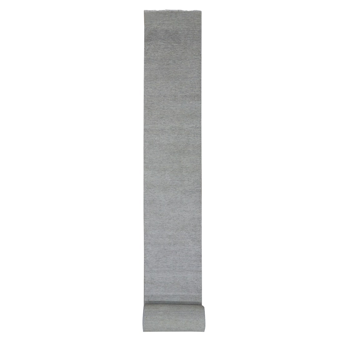 Limestone Gray Hand Knotted Undyed Wool XL Runner Grass Oriental Rug: Title: Limestone Gray Hand Knotted Undyed Wool XL Runner Grass Oriental RugDescription: This is a truly genuine one-of-a-kind. It has been Knotted for months and months in the centuries-old weaving