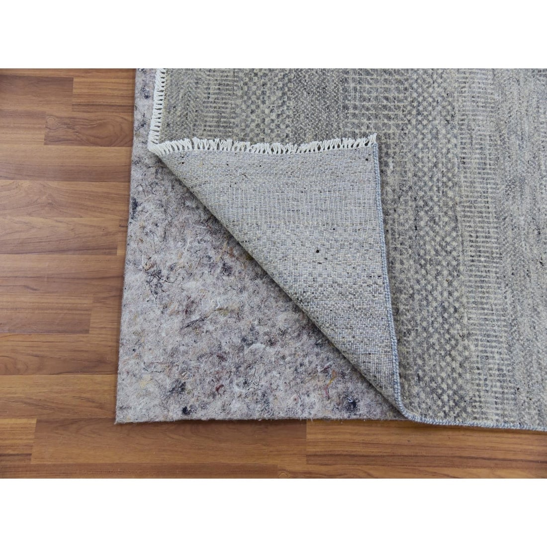 Limestone Gray Hand Knotted Undyed Wool XL Runner Grass Oriental Rug - 3