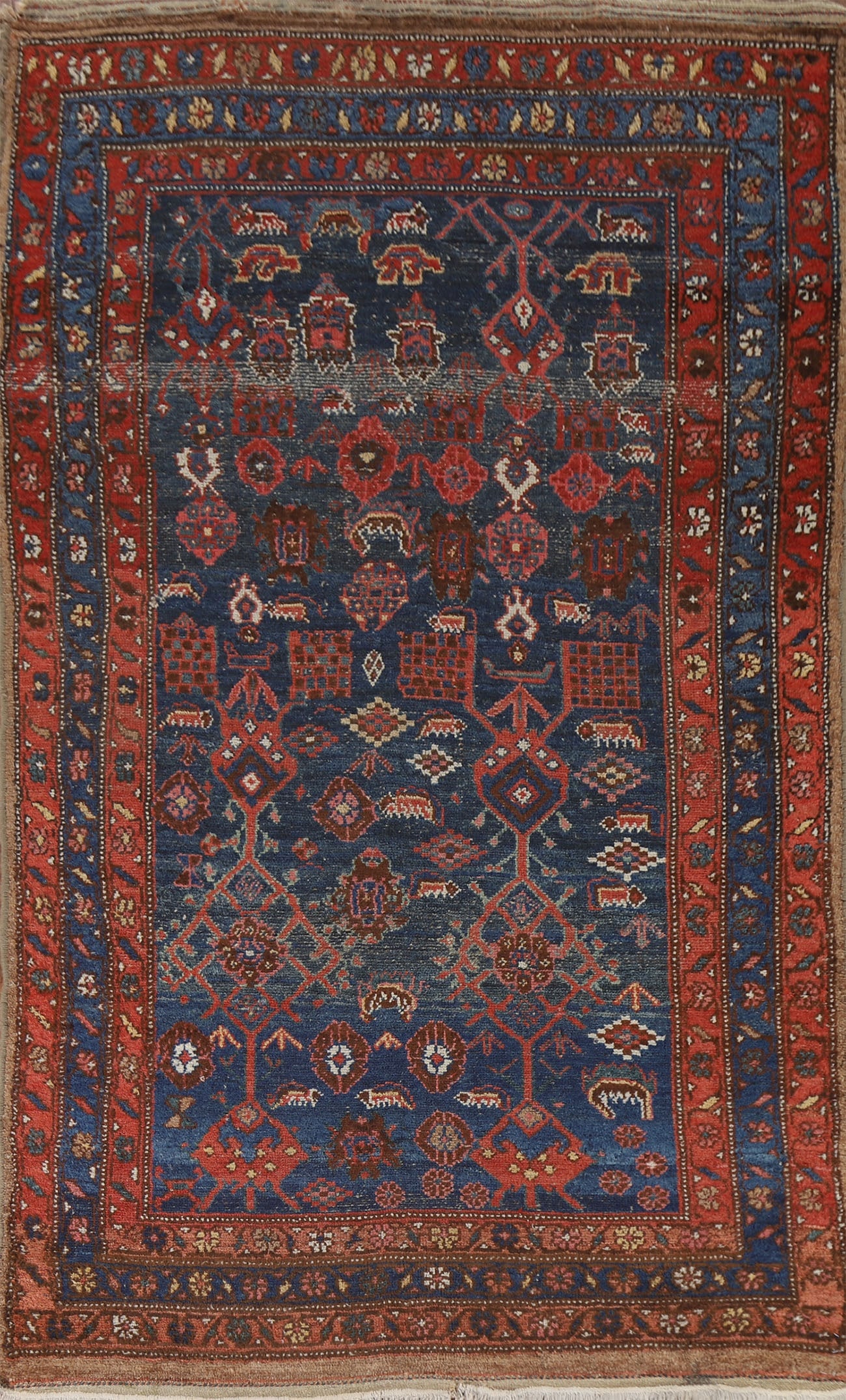 Pre-1900 Vegetable Dye Heriz Bakhshayesh Persian Rug 5x8: Title:Pre-1900 Vegetable Dye Heriz Bakhshayesh Persian Rug 5x8Origin:A Beautiful Genuine Iran ( Persia ) Heriz (Bakhshayesh) rug is Hand Knotted by skillful weavers in Iran ( Persia ) with 100% Wool