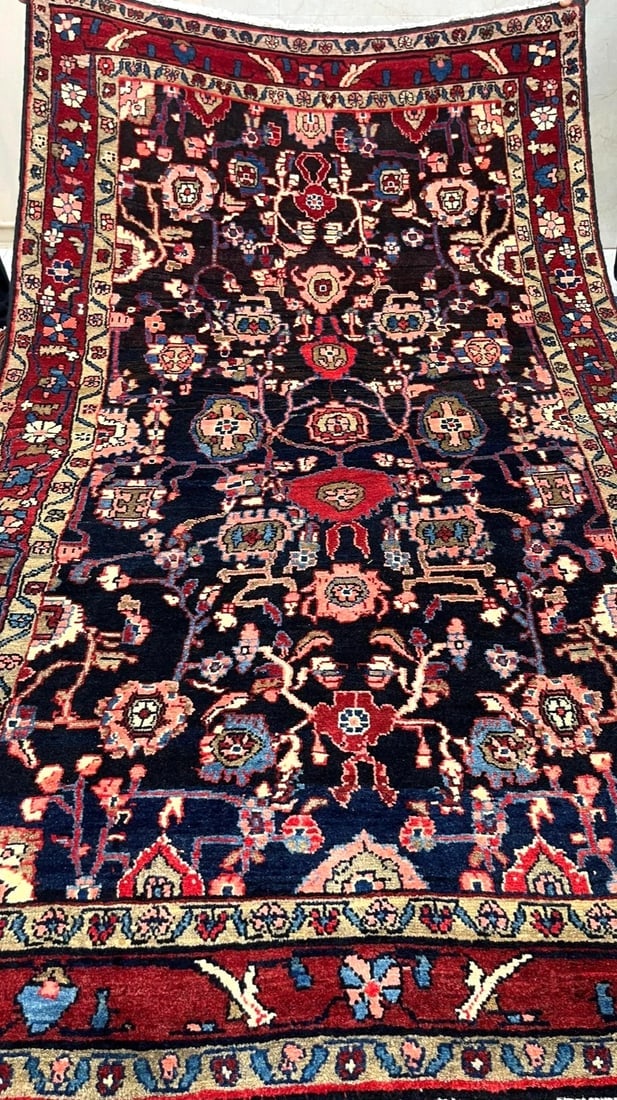 Hand Knotted Persian Tribal Wool Navy Nannaj Oriental Rug 4'6" x 7'10" - 12
