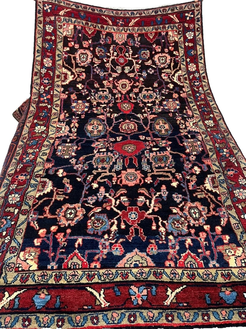Hand Knotted Persian Tribal Wool Navy Nannaj Oriental Rug 4'6" x 7'10" - 3