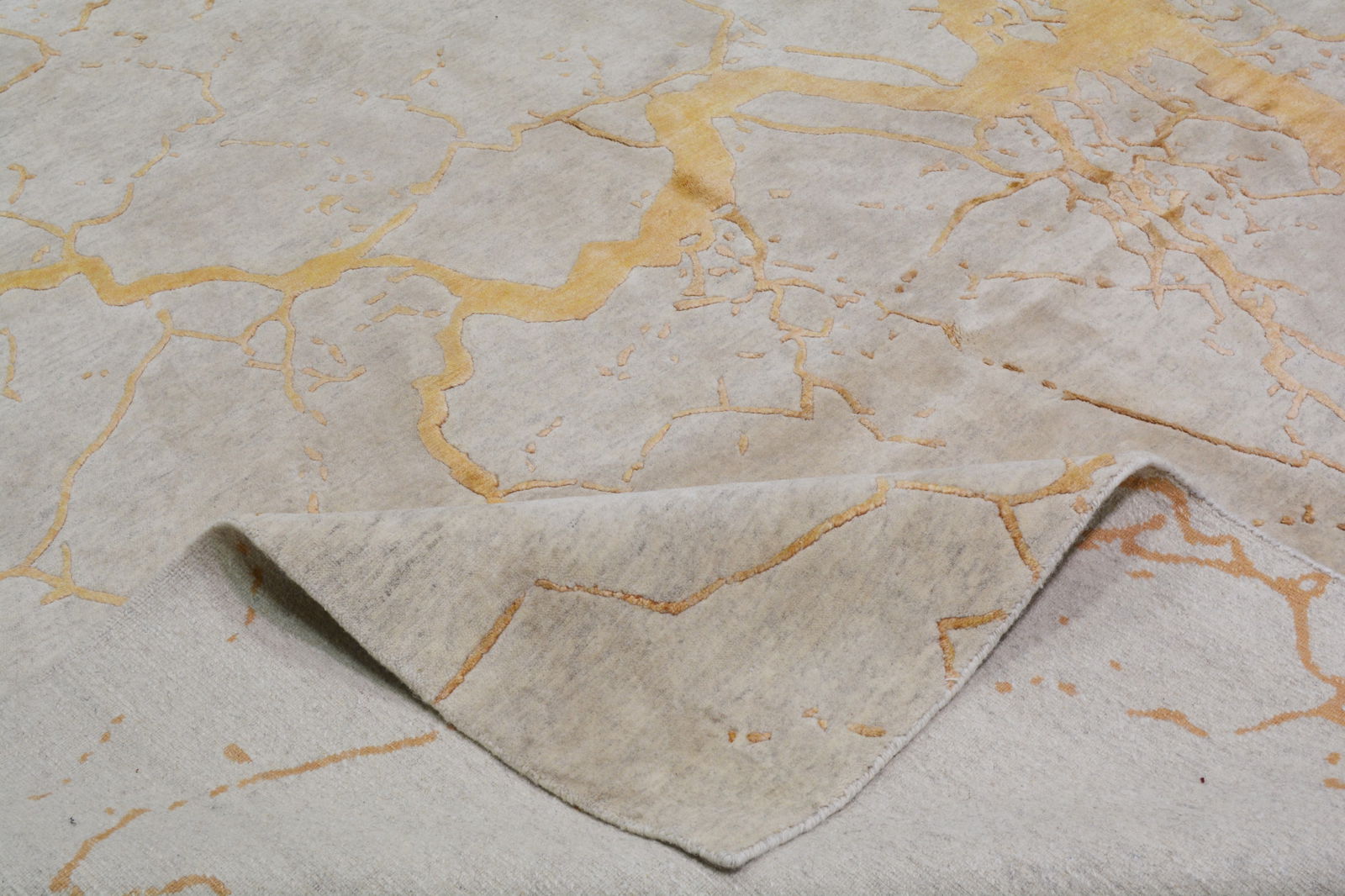 INDIAN HAND KNOTTED WOOL/SILK RUG - 6