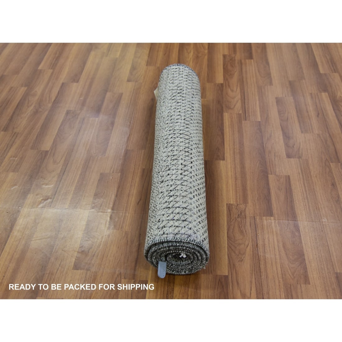 Dove Gray Hand Knotted Undyed Grass 100% Wool Runner Rug - 5