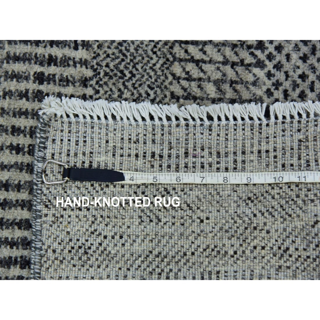 Dove Gray Hand Knotted Undyed Grass 100% Wool Runner Rug - 7