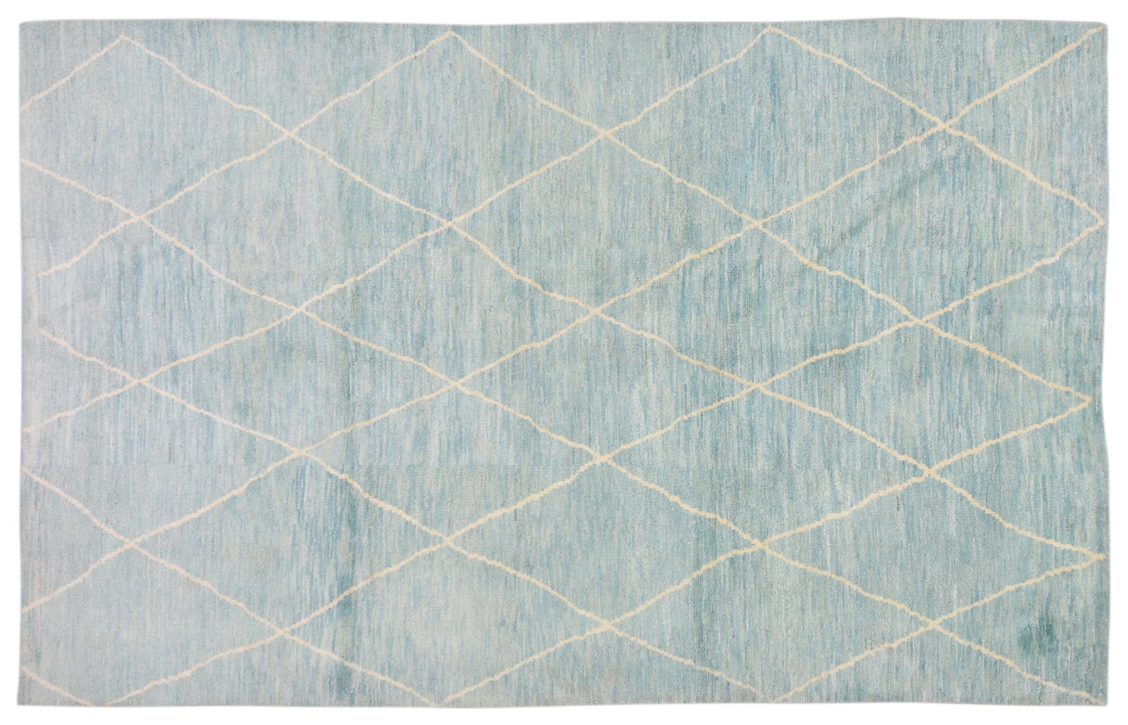 MOROCCAN HAND KNOTTED WOOL RUG: Title: MOROCCAN HAND KNOTTED WOOL RUG Size: 6'7X10'6 Age: NEW Origin: MOROCCAN Style: MODERN Material: WOOL Care: PROFESSIONAL Structure: HAND KNOTTED Design: MOROCCAN Reserve: $850.00 Shipping:</