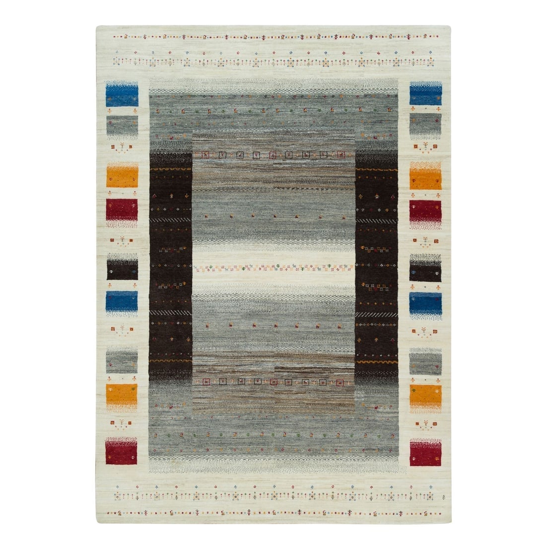 Photon White Wool Hand Knotted Lori Buft Modern Striae Design Rug: Title: Photon White Wool Hand Knotted Lori Buft Modern Striae Design RugDescription: This is a truly genuine one-of-a-kind. It has been Knotted for months and months in the centuries-old weaving