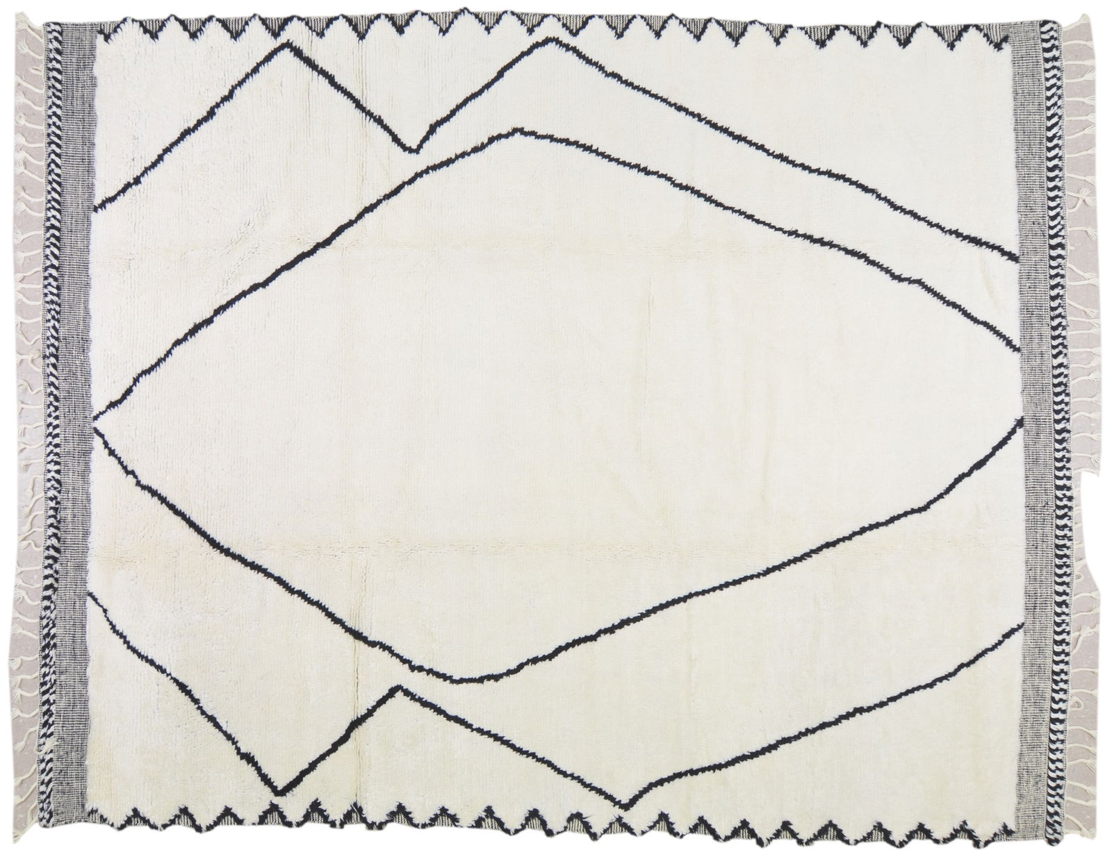 MOROCCAN HAND KNOTTED WOOL RUG: Title: MOROCCAN HAND KNOTTED WOOL RUGSize: 9X12Age: NEWOrigin: MOROCCANStyle: ALEPHMaterial: WOOLCare: PROFESSIONALStructure: HAND KNOTTEDDesign: ALEPH Reserve: $1,300.00 Shipping:Domestic: