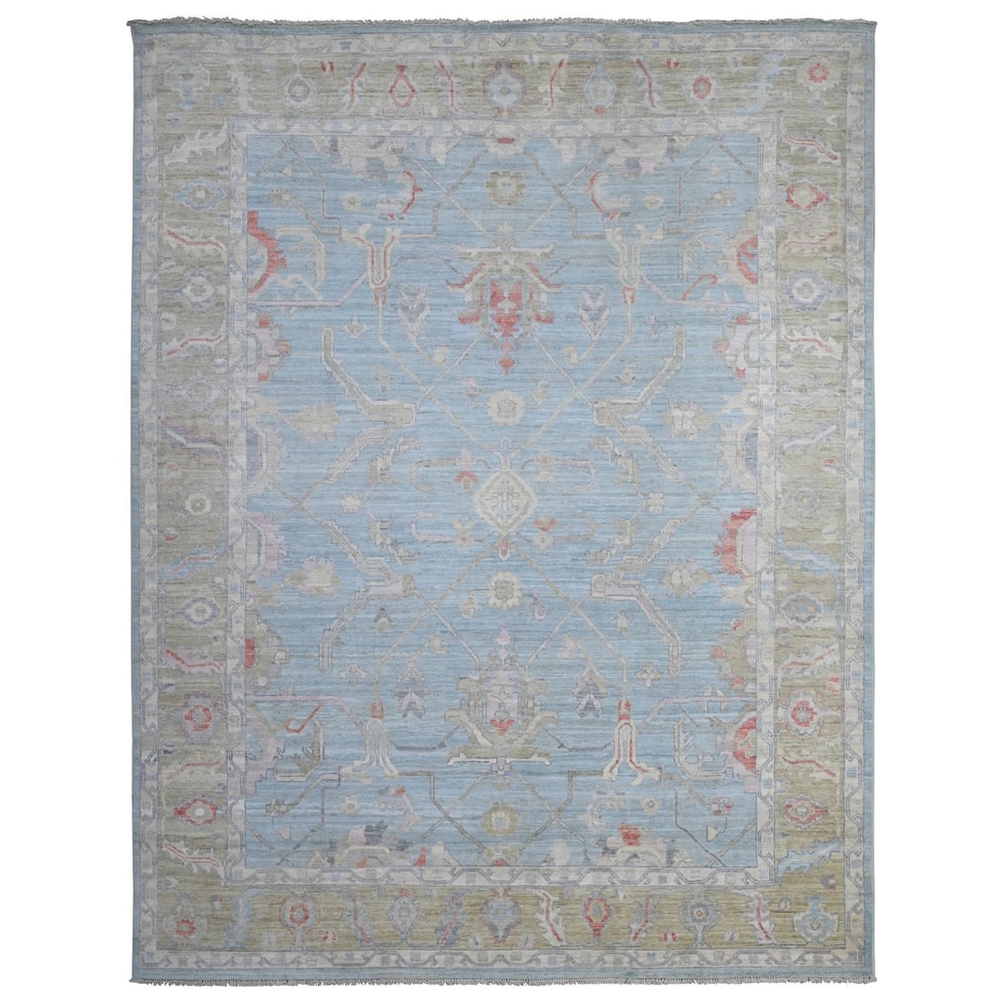Ruddy Blue Soft Pile Wool Weft Afghan Angora Oushak Oriental Rug: Title: Ruddy Blue Soft Pile Wool Weft Afghan Angora Oushak Oriental RugDescription: This is a truly genuine one-of-a-kind. It has been Knotted for months and months in the centuries-old weaving