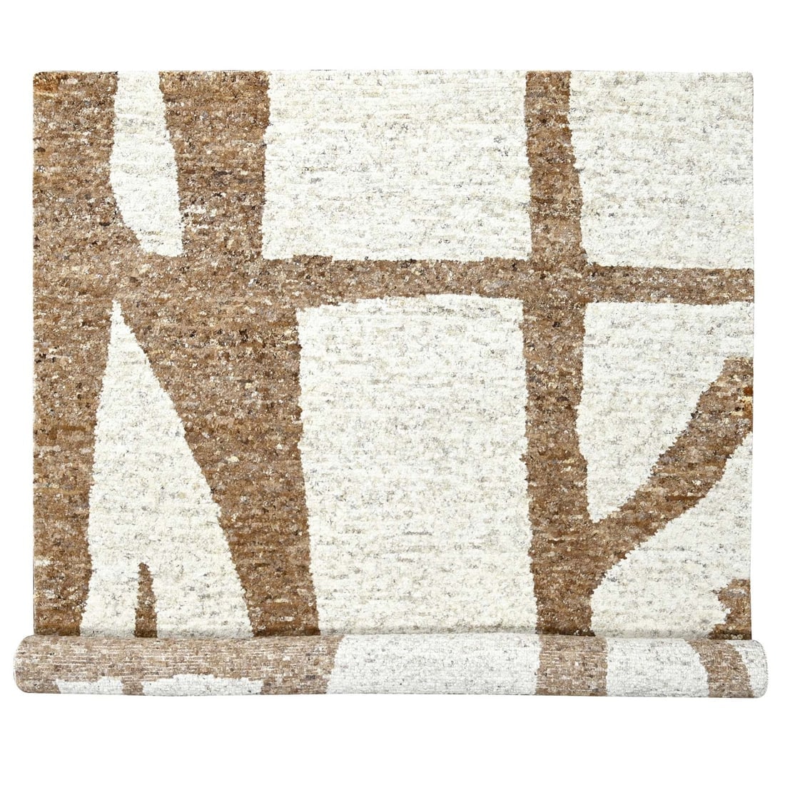 Earth Tone Colors Minimalist Design Wool Hand Knotted Oriental Rug: Title: Earth Tone Colors Minimalist Design Wool Hand Knotted Oriental RugDescription: This is a truly genuine one-of-a-kind. It has been Knotted for months and months in the centuries-old weaving