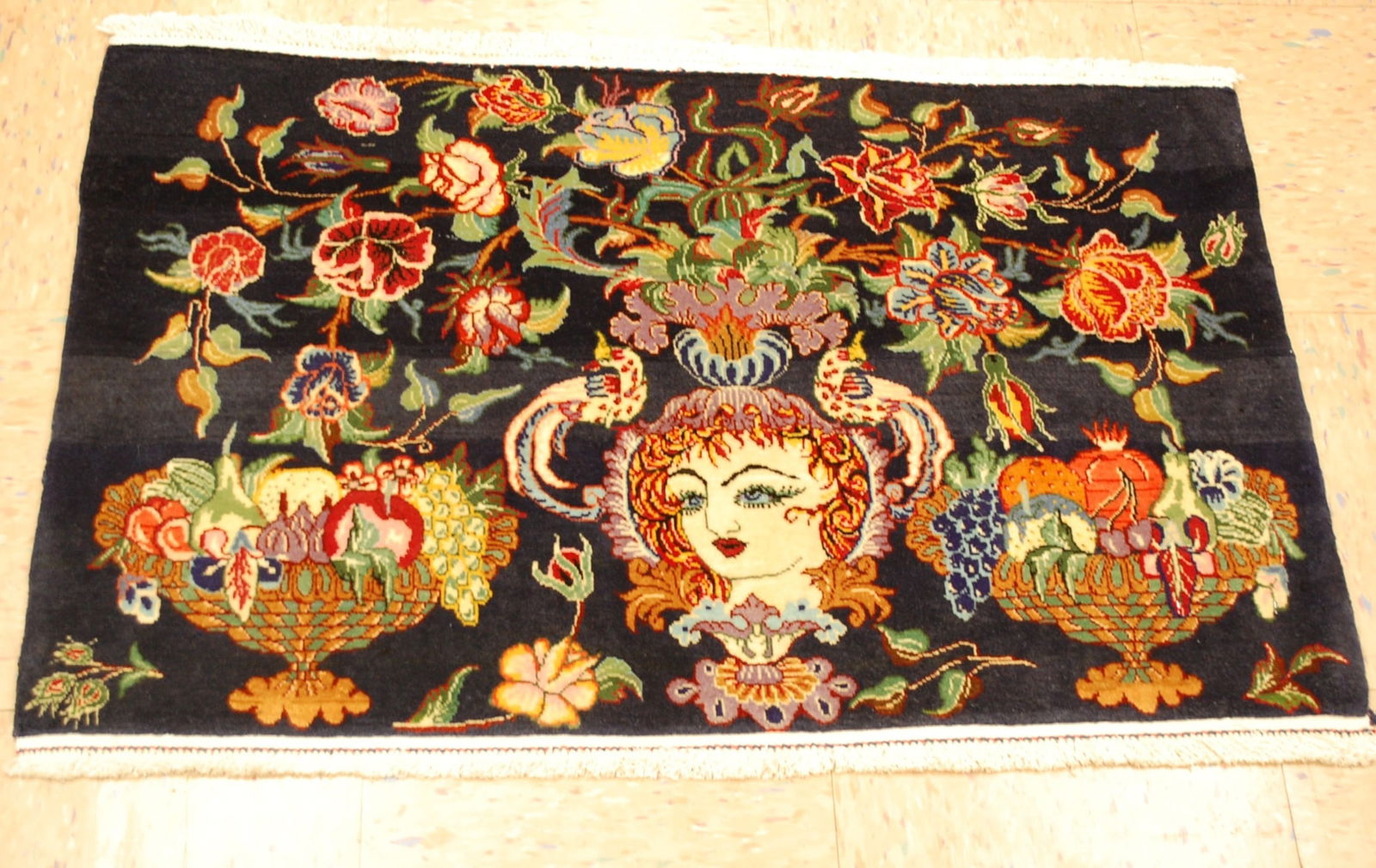 Persian KASHAN RUG 1'10" x 2'11": Title: Persian KASHAN RUG 1'10" x 2'11" Description:OLD,ANTIQUE KOWK WOOL_HIGH KPSI Persian KASHAN ORIENTAL RUG ..........with an exact size of 1'10" x 2'11".....GREAT subjects design OF KASHAN RUG ..