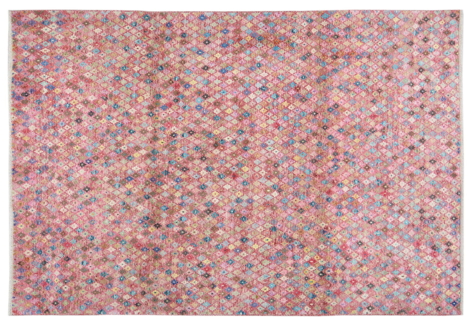 MOROCCAN HAND KNOTTED WOOL RUG: Title: MOROCCAN HAND KNOTTED WOOL RUG Size: 6'6X9'3 Age: NEW Origin: MOROCCAN Style: MODERN Material: WOOL Care: PROFESSIONAL Structure: HAND KNOTTED Design: MOROCCAN Reserve: $750.00 Shipping: