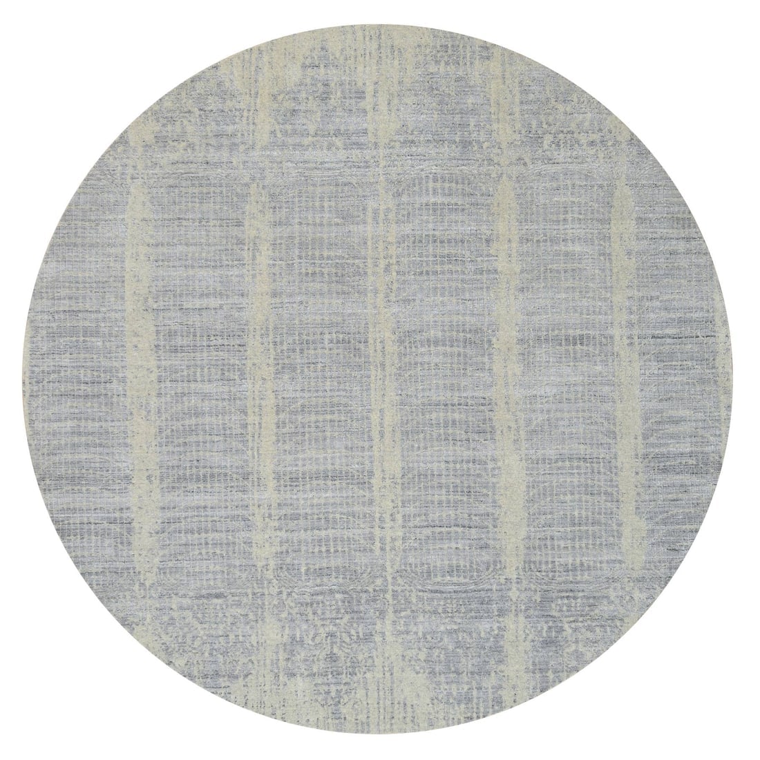 Gray Tone On Tone Transitional Erased Design Jacquard Hand Loomed Rug: Title: Gray Tone On Tone Transitional Erased Design Jacquard Hand Loomed Rug Description: This is a truly genuine one-of-a-kind. It has been Knotted for months and months in the centuries-old weaving