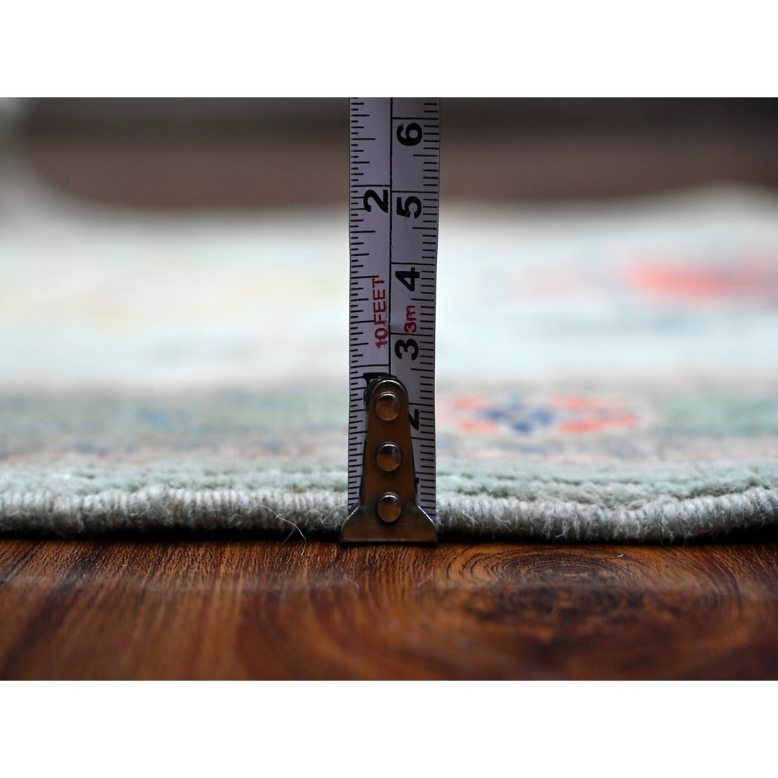 Uranian Blue Caucasian Design Fusion Kazak Wool Mat Oriental Rug - 5