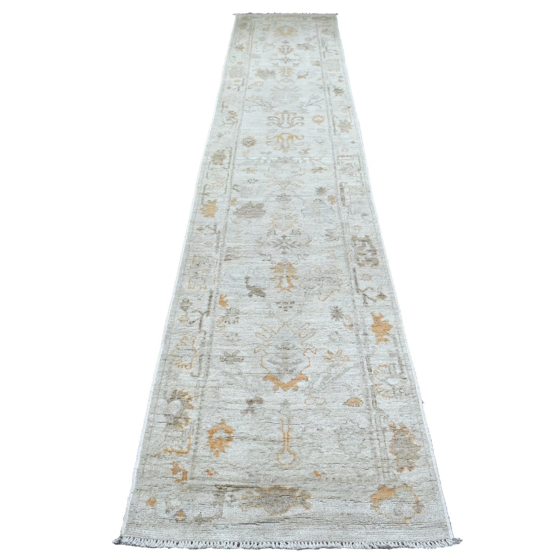 Hand Knotted, Gray, Angora Ushak, Wool, Oriental, XL Runner, Rug (1 of 6)