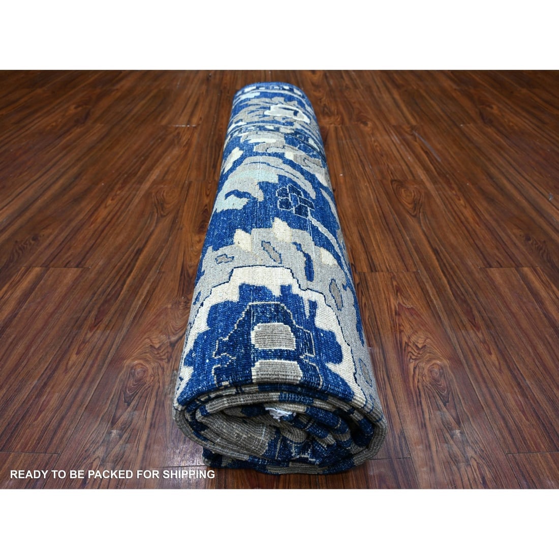 Honorable Blue Wool Hand Knotted Peshawar Mahal Design Oriental Rug - 9