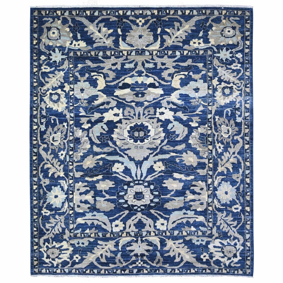 Honorable Blue Wool Hand Knotted Peshawar Mahal Design Oriental Rug (1 of 11)
