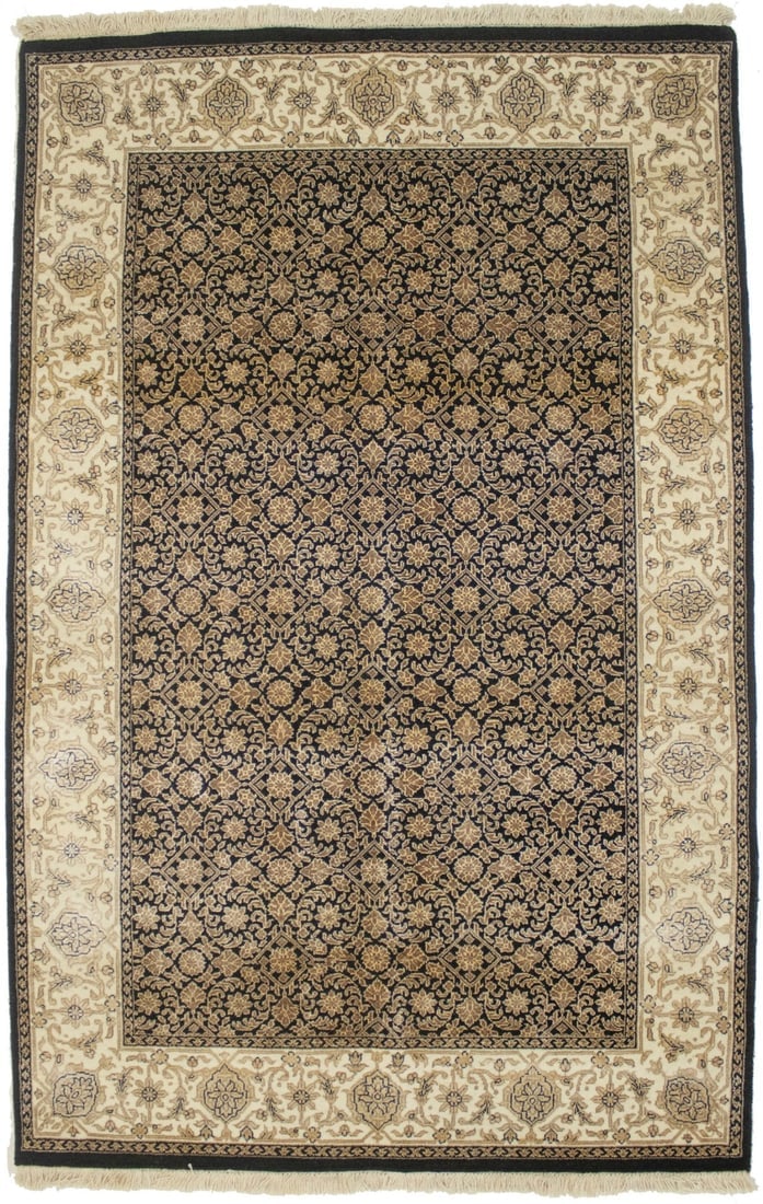 Black Floral Extra Fine 4X6 Herati Oriental Rug (1 of 15)