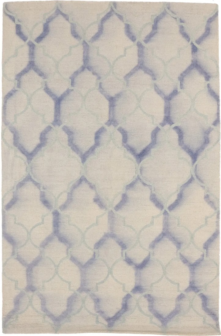 Cream Trellis 5X8 Hand-Tufted Modern Rug: Title: Cream Trellis 5X8 Hand-Tufted Modern RugDescription:One of a Kind Trellis Contemporary Decor 5X8 Hand-Tufted Modern Area Rug CarpetDate/Period: Materials:WoolDimension:5'0 X 8'0 Ft Reserve: 