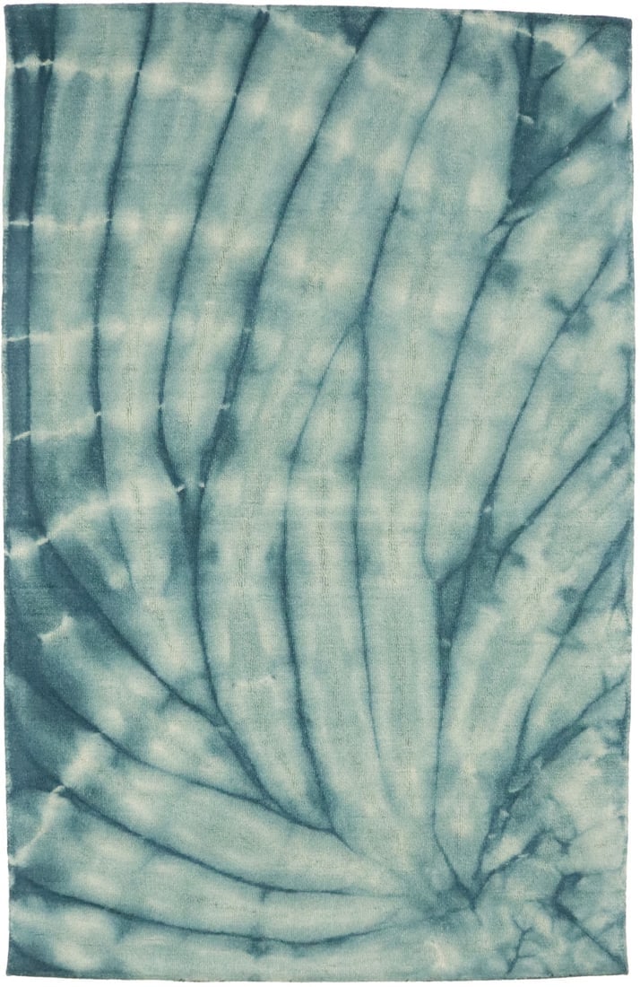 Dark Teal Tie-Dye 5X8 Hand-Tufted Modern Rug: Title: Dark Teal Tie-Dye 5X8 Hand-Tufted Modern RugDescription:Dark Teal Tie-Dye Color Contemporary 5X8 Hand-Tufted Modern Rug Kids Room CarpetDate/Period: Materials:WoolDimension:5'0 X 8'0 Ft 