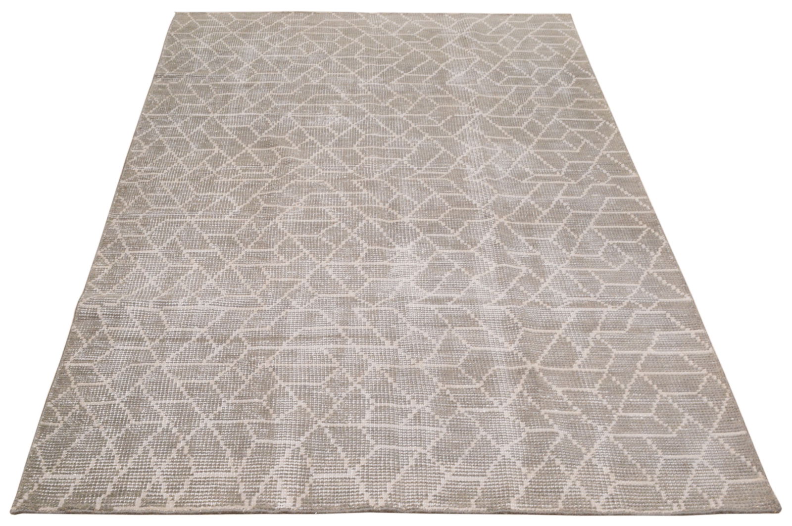 INDIAN HAND KNOTTED WOOL/BAMBOO RUG - 2