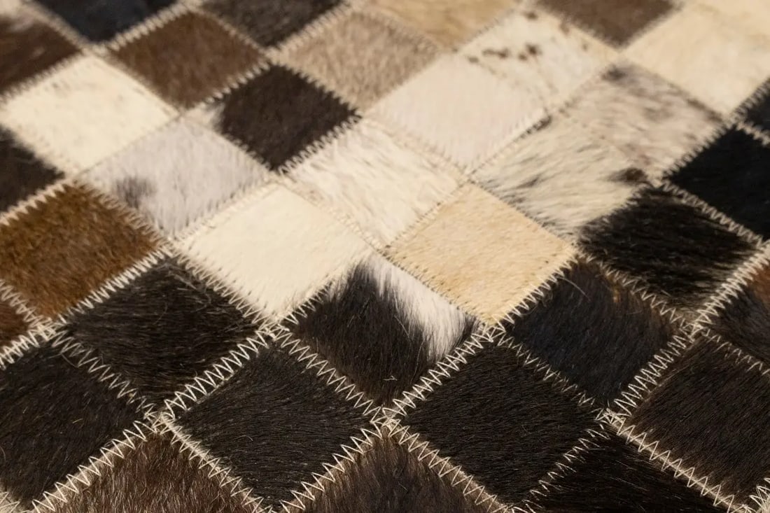 Multicolored Cowhide 5X8 Modern Leather Rug - 11
