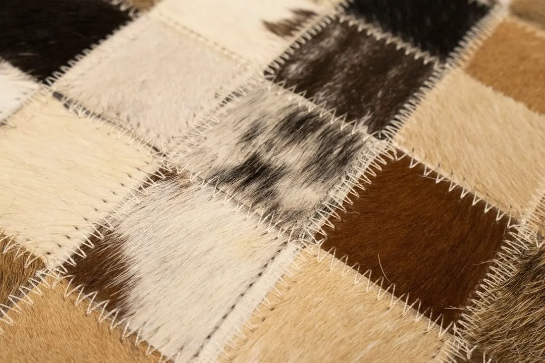 Multicolored Cowhide 5X8 Modern Leather Rug - 13