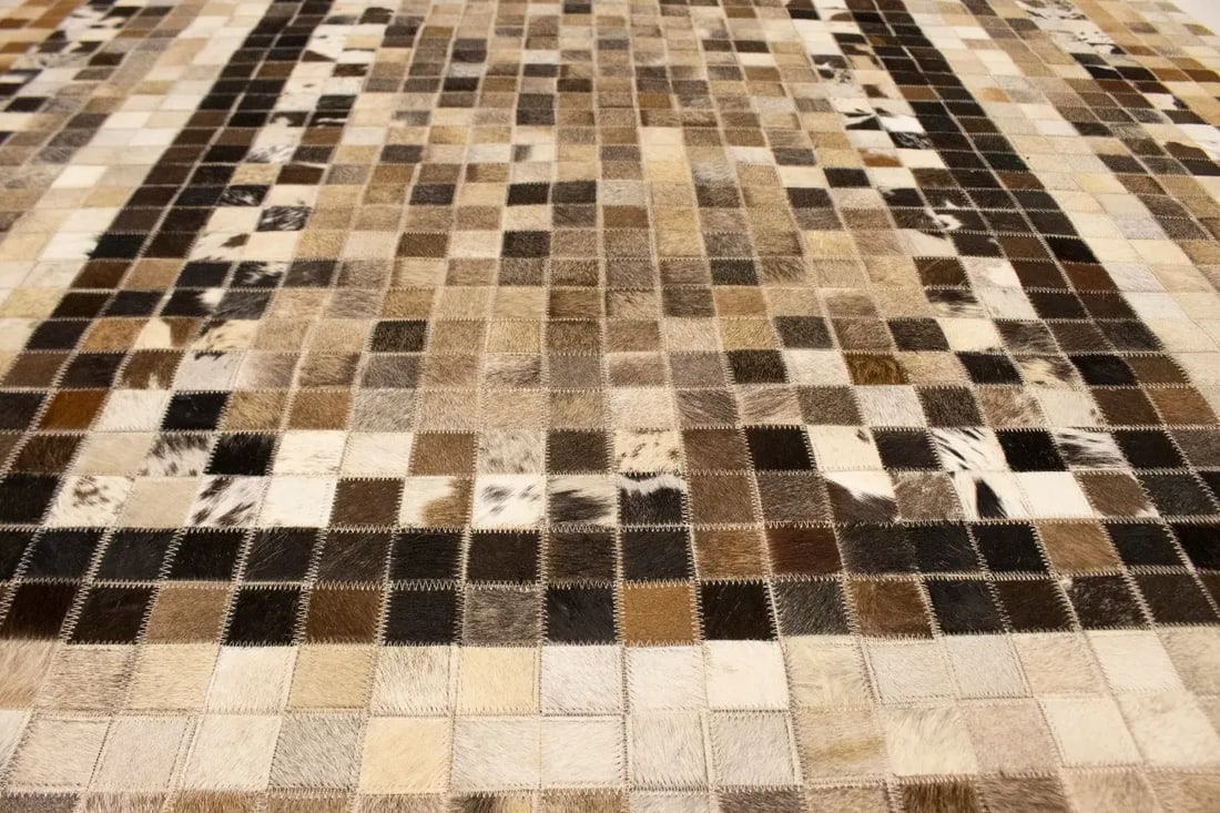 Multicolored Cowhide 5X8 Modern Leather Rug - 14