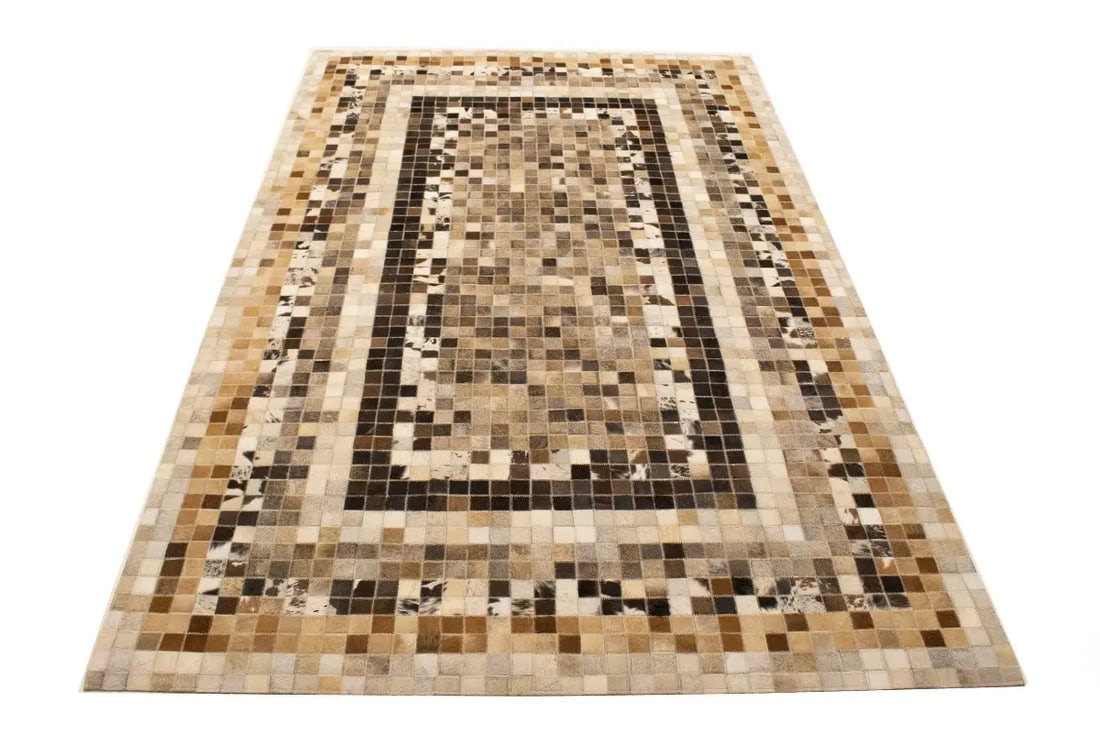 Multicolored Cowhide 5X8 Modern Leather Rug - 15