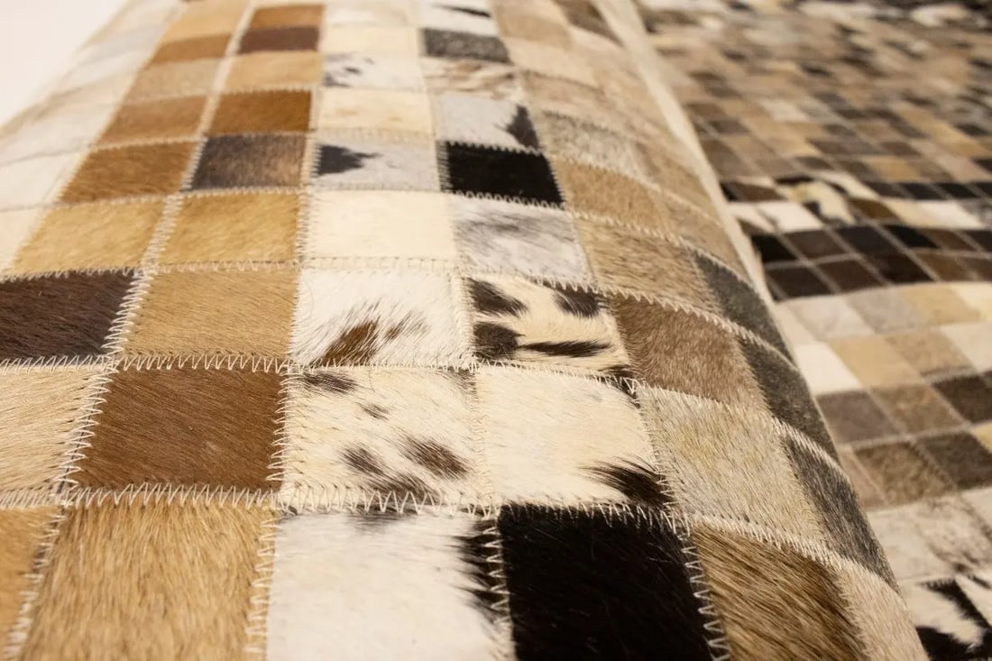 Multicolored Cowhide 5X8 Modern Leather Rug - 16