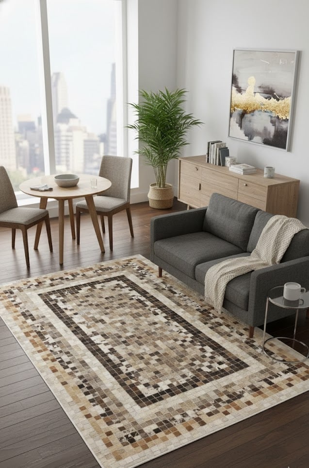 Multicolored Cowhide 5X8 Modern Leather Rug - 2