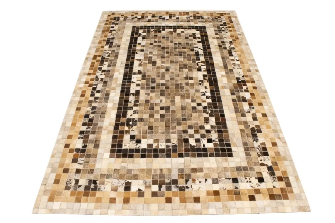 Multicolored Cowhide 5X8 Modern Leather Rug - 3