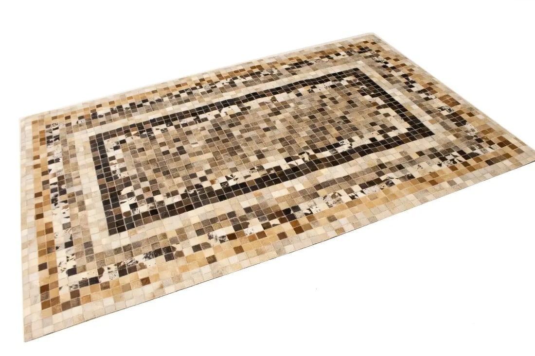 Multicolored Cowhide 5X8 Modern Leather Rug - 4